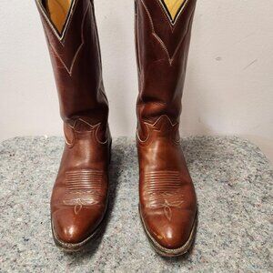 Vintage Tony Lama Men’s 5084 Gold Label Brown Marble Leather Cowboy Boots Sz 9 D
